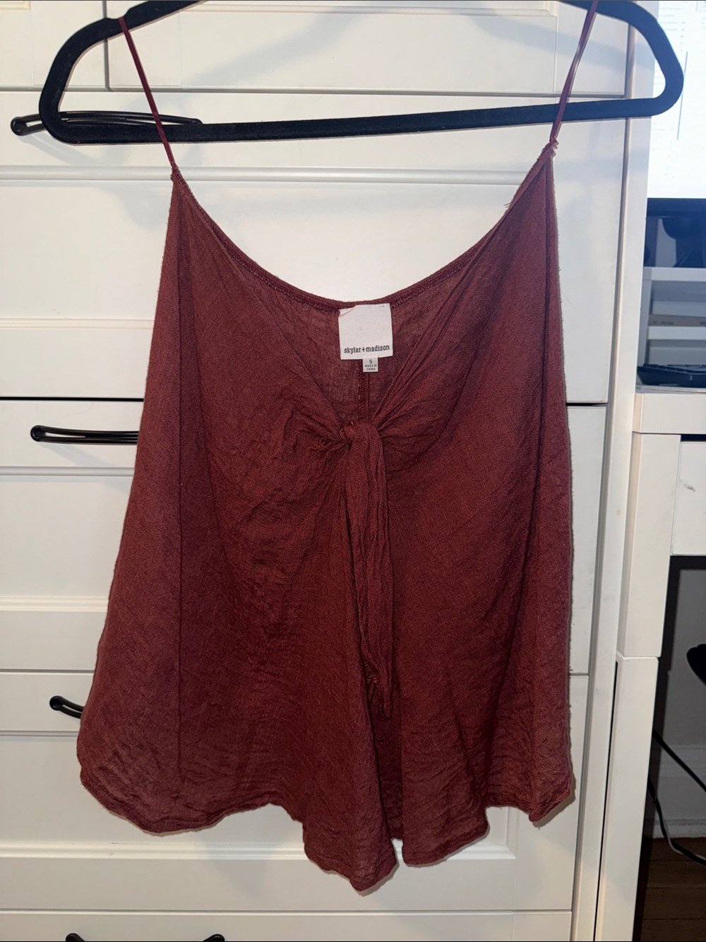 Skylar + Madison Burnt Orange Front-Tie Spaghetti Strap Cami
